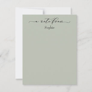 Elegant "A Note From" Einfache Seite Grün Mitteilungskarte