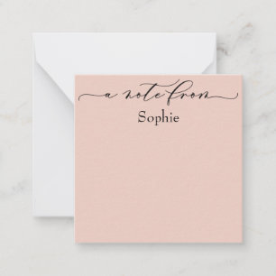 Elegant "A Note From" in einfachem Rosa Mitteilungskarte
