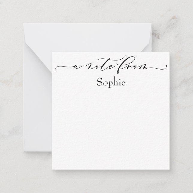 Elegant "A Note From" in einfachem Schwarz/Weiß Mitteilungskarte (Vorderseite)