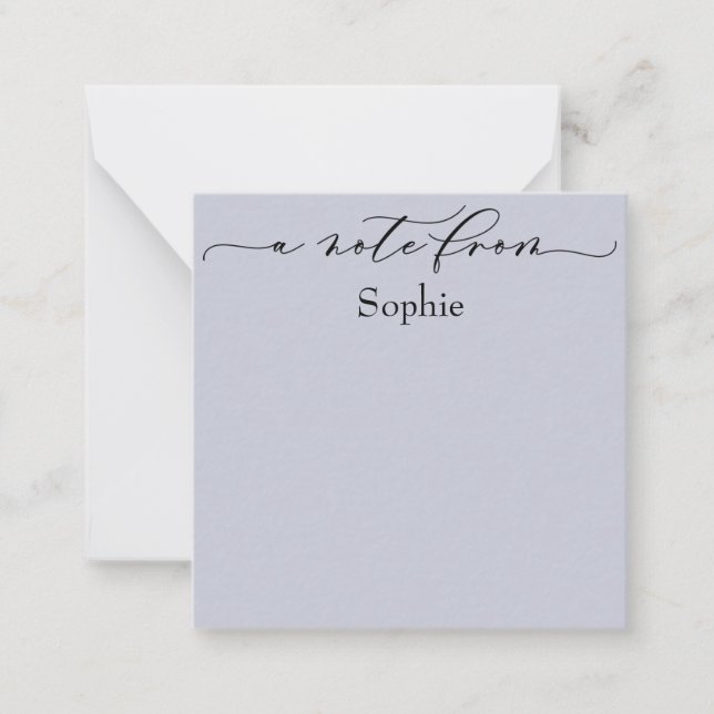 Elegant "A Note From" in Simple Dusty Blue Mitteilungskarte (Vorderseite)