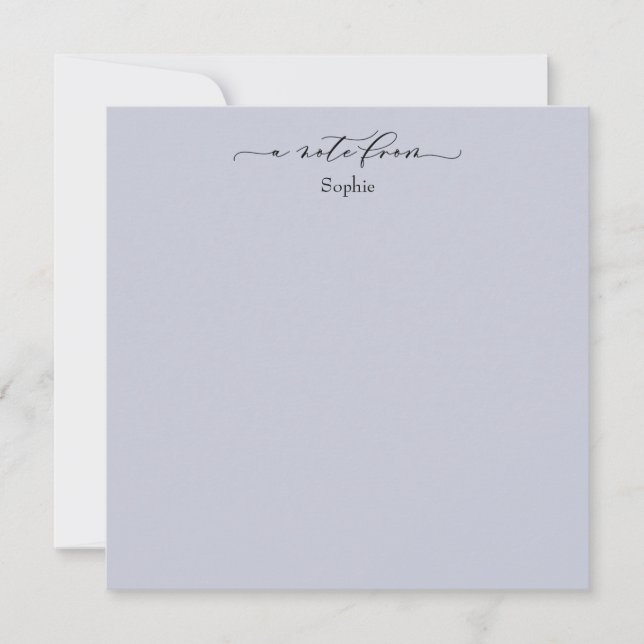 Elegant "A Note From" Simple Card Dusty Blue Mitteilungskarte (Vorderseite)