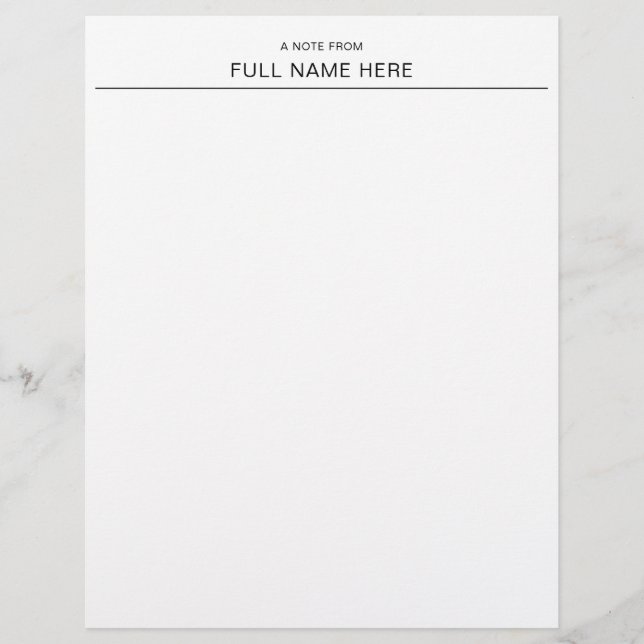 Elegant A Note From You Personalized Letterhead Briefbogen (Vorderseite)
