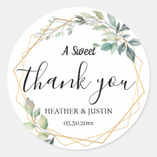 Elegant A Sweet Danke Gastgeschenk Hochzeit Runder Aufkleber