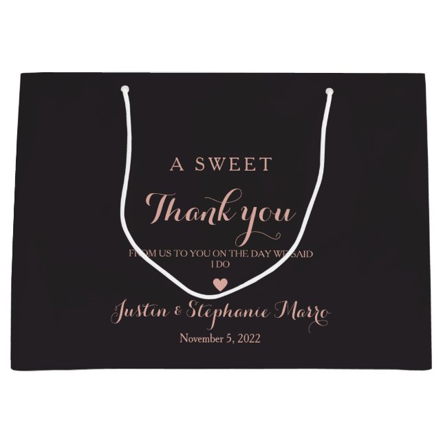 Elegant A Sweet Vielen Dank für Ihre Hochzeit Pers Große Geschenktüte (Vorderseite)