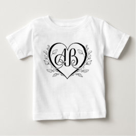 Elegant AB Heart Monogram Baby T-shirt