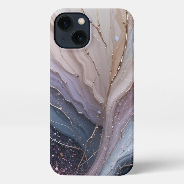  Elegant Abstract Marble Waves iPhone 13 Case iPhone Hülle (Rückseite)