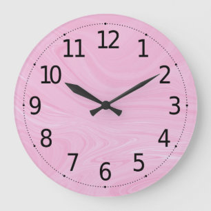 Elegant Abstract Pink Liquid Marble Artwork Larg Große Wanduhr