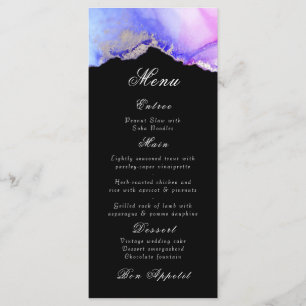 Elégant Abstrait Améthyste Menu Mariage noir