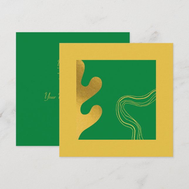 Elegant Abstrakt Gold Royal Green Dankeskarte (Vorne/Hinten)