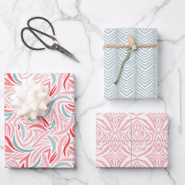 Elegant Abstrakt in Rosa und Weiß Geschenkpapier Set