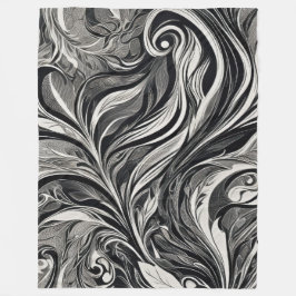 Elegant - Abstrakter Schwarz-Weiß-Fluss Fleecedecke