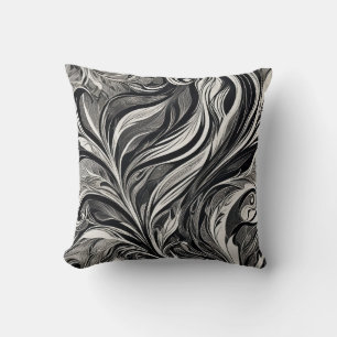 Elegant - Abstrakter Schwarz-Weiß-Fluss Kissen