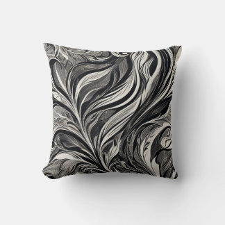 Elegant - Abstrakter Schwarz-Weiß-Fluss Kissen