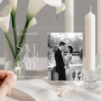 Elegant Acrylic Save the Date Photo Wedding  Acryleinladungen