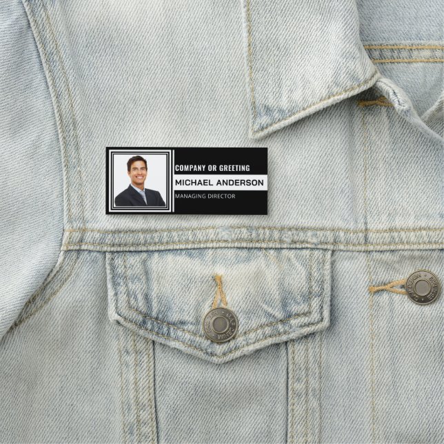 Elegant & Add-Logos Beruflicher Mitarbeiter Namensschild (Beispiel)
