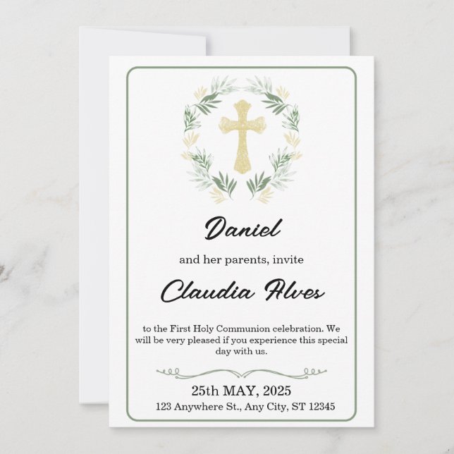 Elegant Adult Baptism Invitation (Devant)