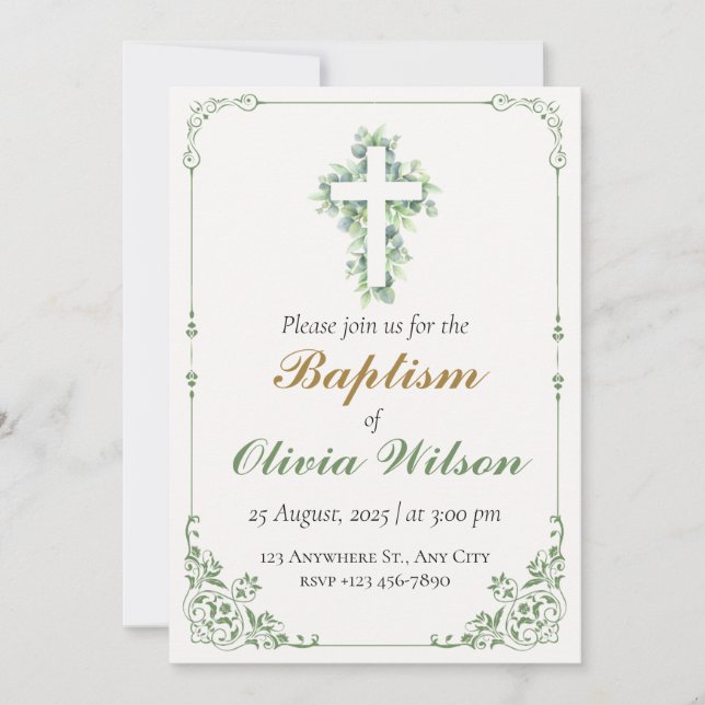 Elegant Adult Baptism Invitation Einladung (Vorderseite)