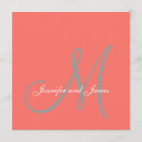 Elegant Affair Coral Gray Script Monogram Wedding