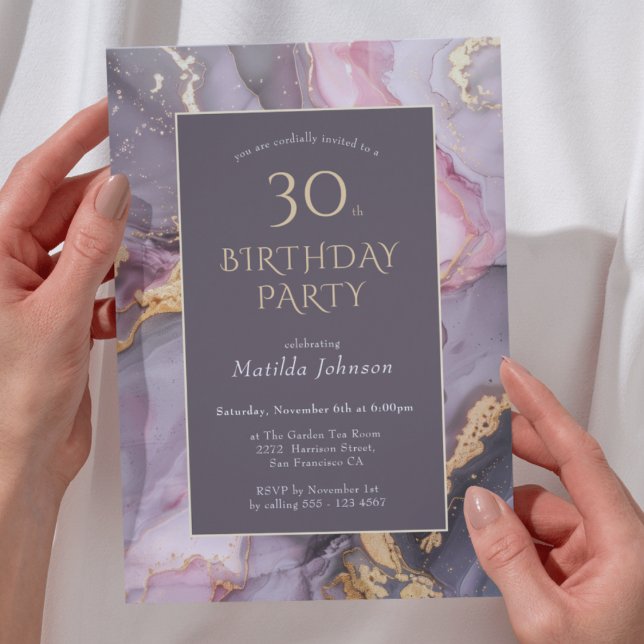 Elegant Agate 30. Geburtstag Party Einladung (Elegant Agate 30th Birthday Party Invitation)