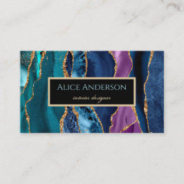 Elegant Agate goldblauen schwarzen Designer Busin Visitenkarte