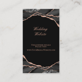 Elegant Agate Rose Gold Black Wedding Website Begleitkarte