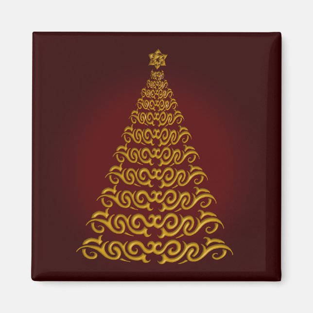 Élégant Aimant Arbre de Noël Rouge (Devant)