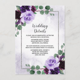 Elegant Airy Boho Floral Lila und Silver Wedding Begleitkarte