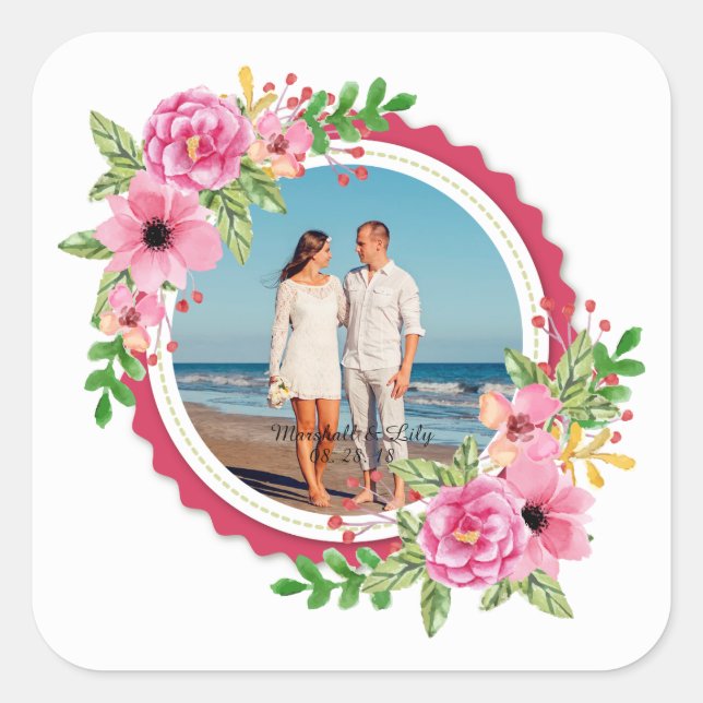 Élégant Ajoutez votre propre Sticker Mariage Photo (Devant)