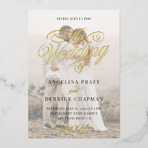 Elegant All in One Custom Foto Calligraphy Gold Folieneinladung