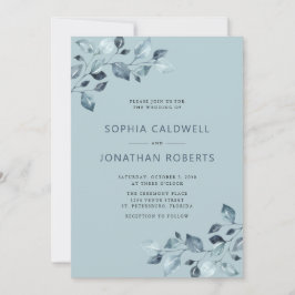 Elegant All in One Dusty Blue Eucalyptus Wedding Einladung