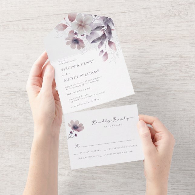 Elegant All in One Wedding Einladung (Abreißen)