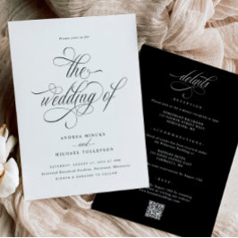 Elegant All in One Wedding Einladung mit Details