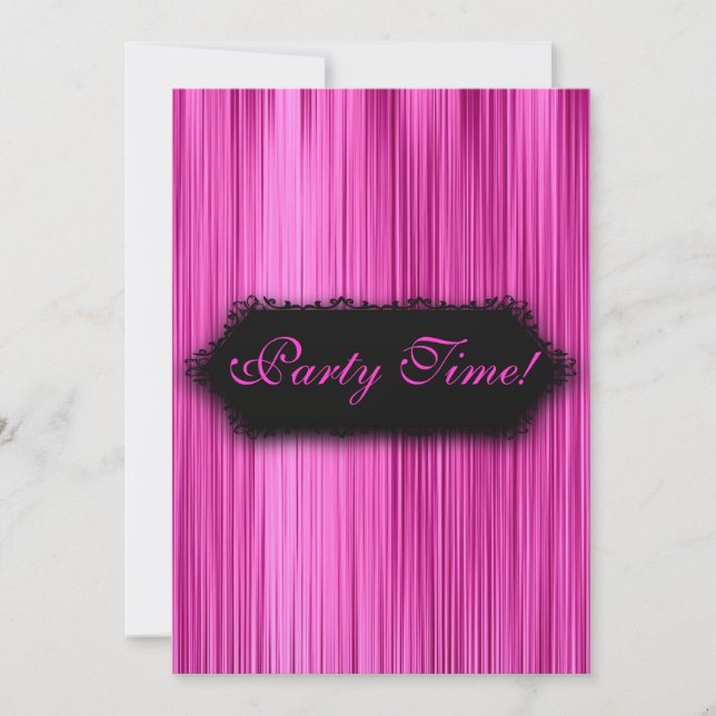 Elegant Alle Veranstaltungen Schwarz Rosa Vorhang  Einladung (Vorderseite)