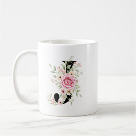 Elegant Alphabet Coffee Cup with Pink Rose Design Kaffeetasse