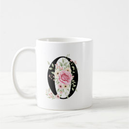 Elegant Alphabet Coffee Cup with Pink Rose Design Kaffeetasse