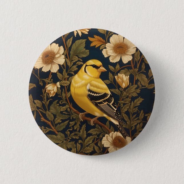 Elegant American Goldfinch Button (Vorderseite)