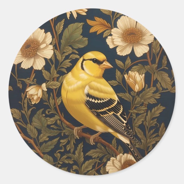Elegant American Goldfinch Runder Aufkleber (Vorderseite)