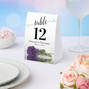 Elegant Amethyst Lila Rose Hochzeit Tischnummer Tischaufsteller