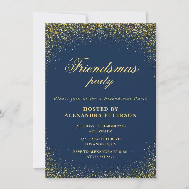 Elégant Ami invitations Gold Navy Glam (Devant)