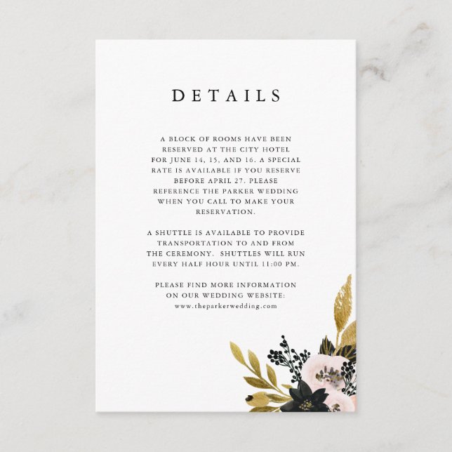 Elegant Ampersand | Details zu Gold und Blush Begleitkarte (Vorderseite)