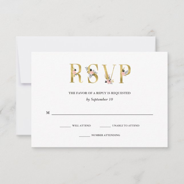 Elegant Ampersand | Gold and Blush Wedding RSVP Karte (Vorderseite)