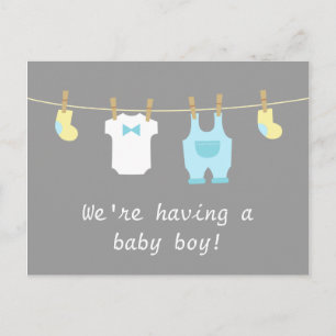 Elegant and Cute Baby Boy Clothes Ankündigungspostkarte
