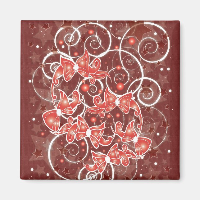 Elegant and Cute Christmas Bows and stars Magnet (Vorne)