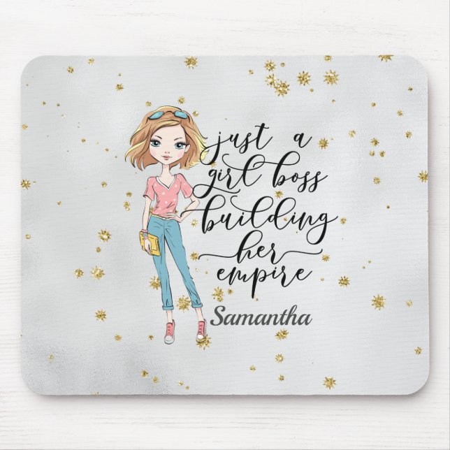 Elegant  and Cute Lady | Girl Boss | Gray Mousepad (Vorne)