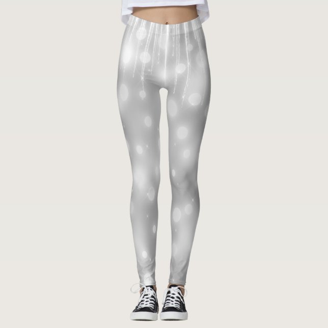 Elegant and Glitzy Gray/Grey Sparkle Leggings (Vorderseite)