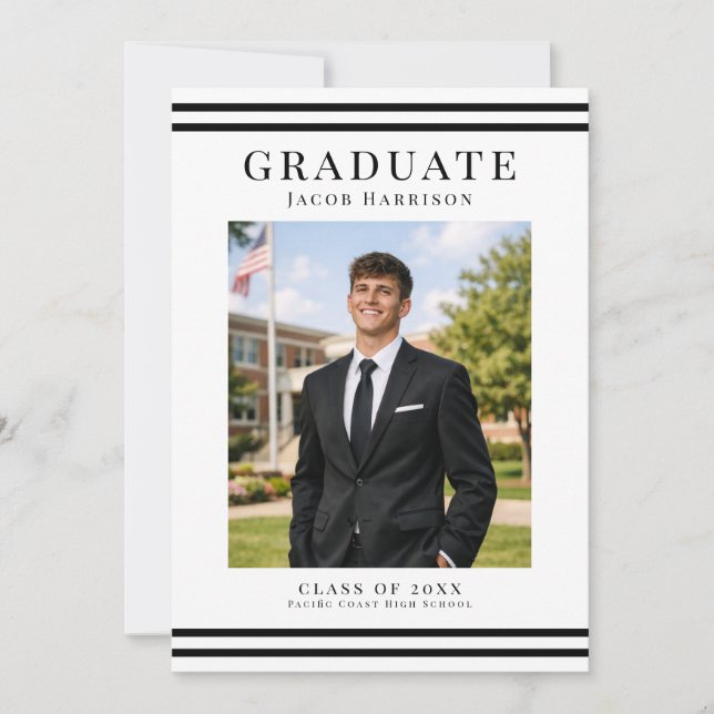 Elegant and modern Graduate Announcement Photo Car Einladung (Vorderseite)