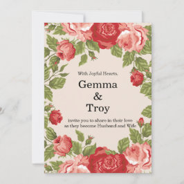 Elegant and romantic,  red roses  wedding einladung