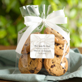 Elegant and Simple Bow Theme Wedding Shower Quadratischer Aufkleber