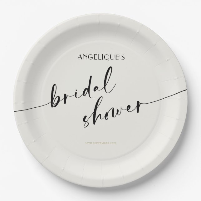 Elegant and Simple - Minimalist Bridal Shower Pappteller (Vorderseite)