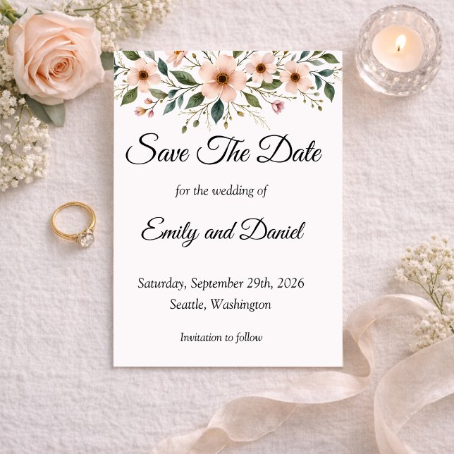 Elegant Anemone Wildflower Save the Date Card (Von Creator hochgeladen)